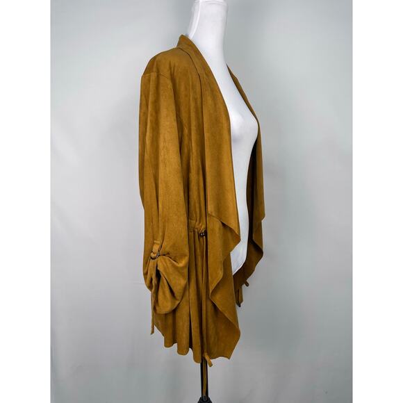 Torrid Cognac Faux Suede Drape Front Anorak Jacket Size 1 - Picture 3 of 7